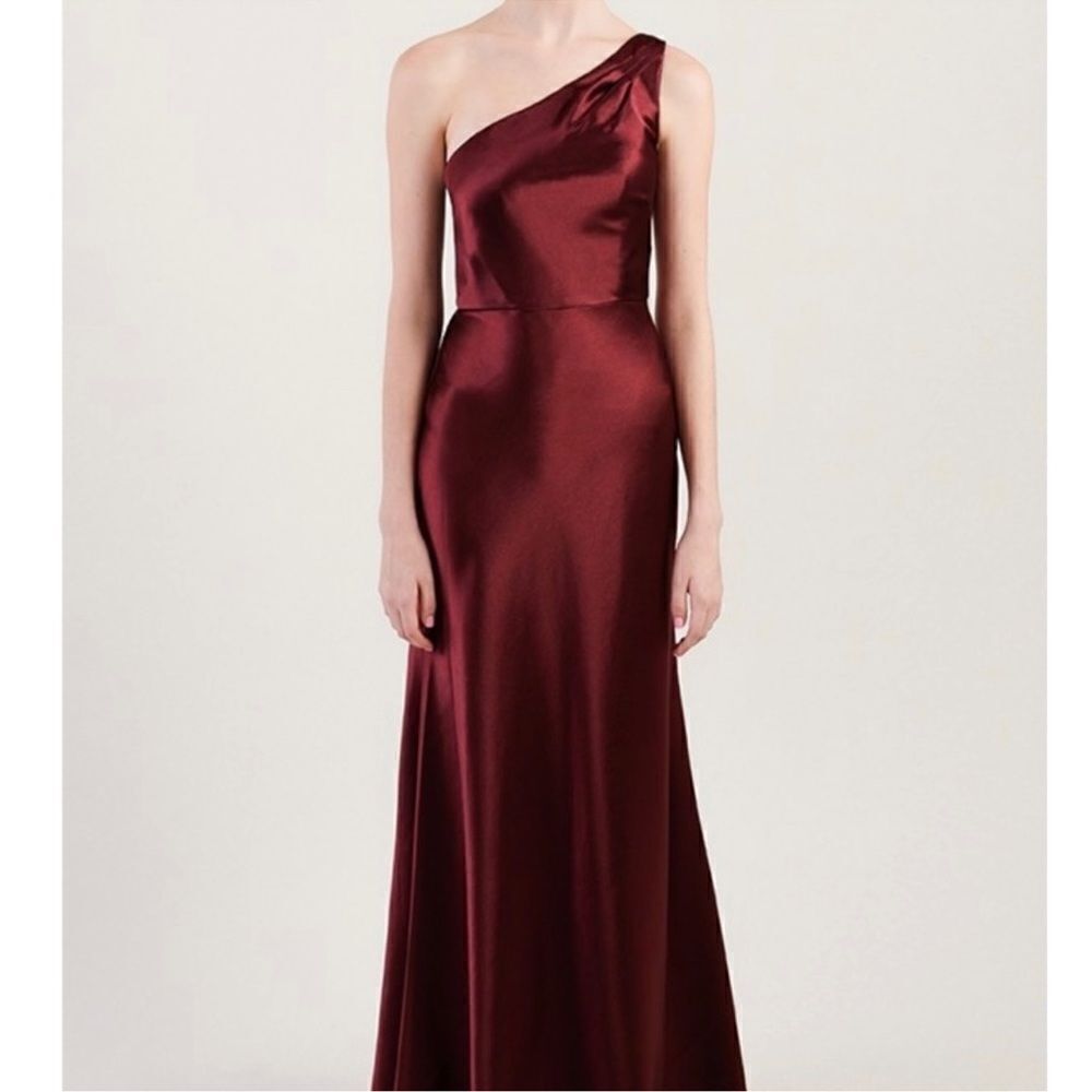 Jenny Yoo Lena One Shoulder Maxi Dress Hibiscus Size 16